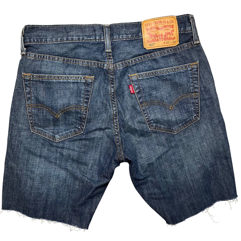 Levi's 527 Cut-Off Denim Shorts Mens 30‎ Dark Wash Raw Hem Jorts Blue